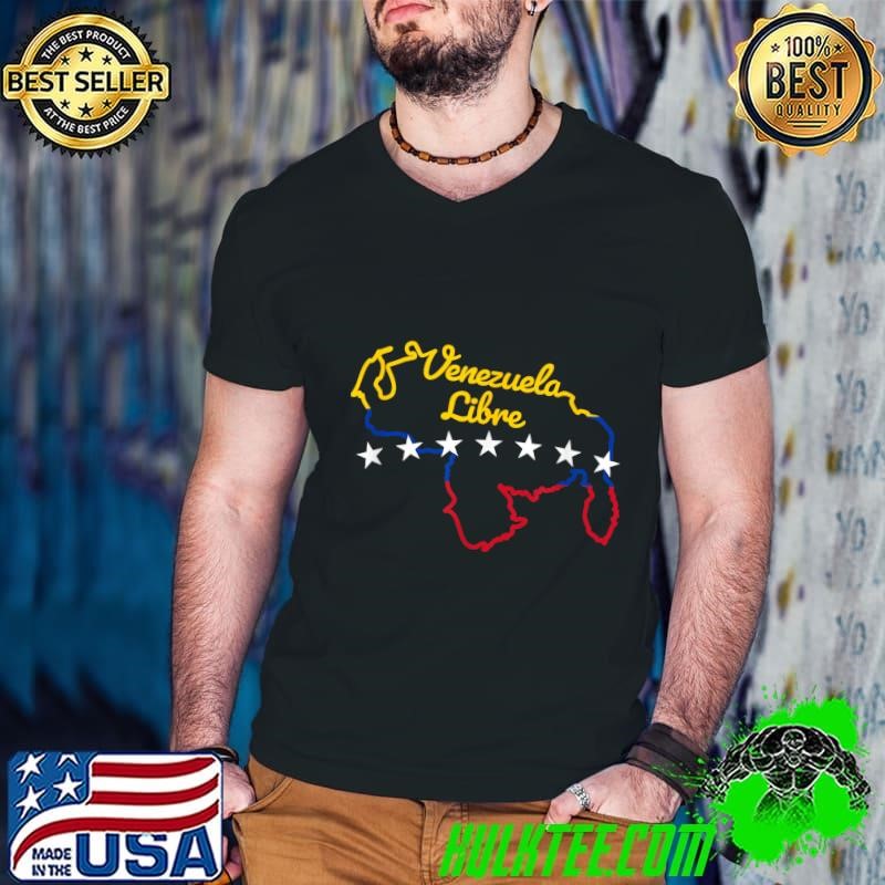 Venezuela Libre 7 Stars Flag Venezuelan Map Souvenir T-Shirt
