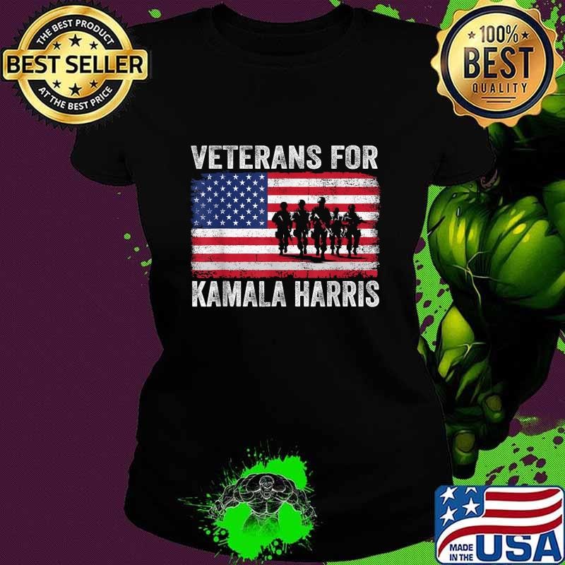Veterans for Kamala Harris 2024 Election USA Flag Military T-Shirt