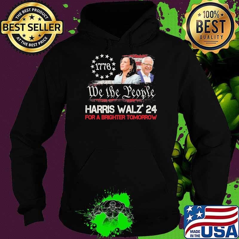 We The People Harris Walz 24 For A Brighter Tomorrow USa Flag T-Shirt
