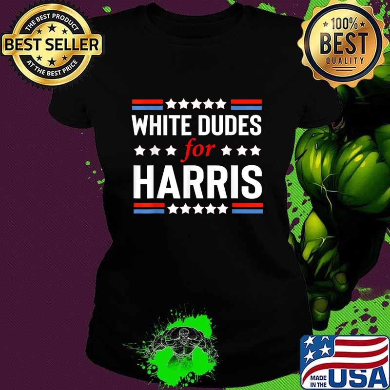 White dudes for harris stars white red and blue line election 2024 T-Shirt