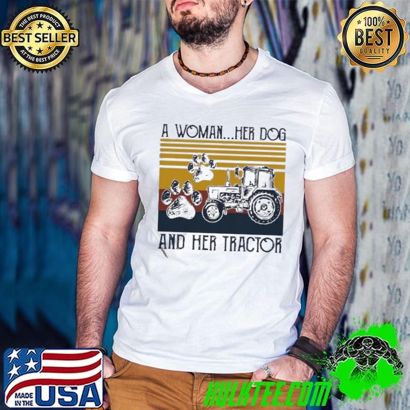 A Woman Her Dog And Her Tractor Vintage shirt