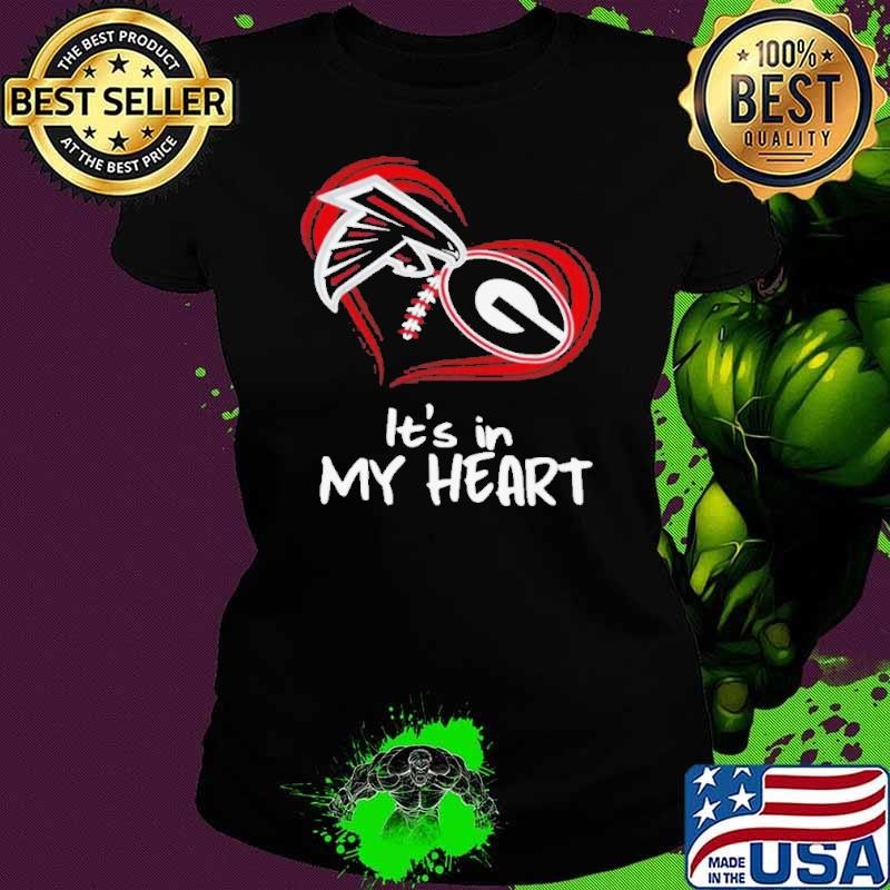 Atlanta Falcons And Georgia Bulldogs Football Its In My Heart Valentines Day Ladies tee