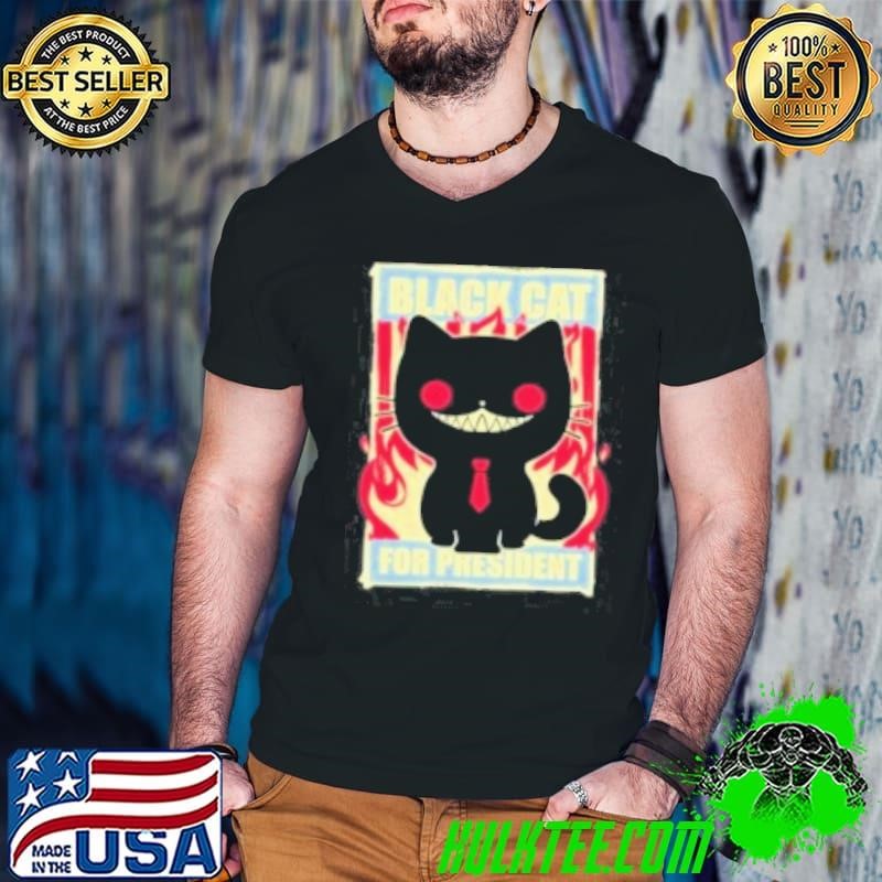 Black Cat For President Creepy Smile Election Shirt