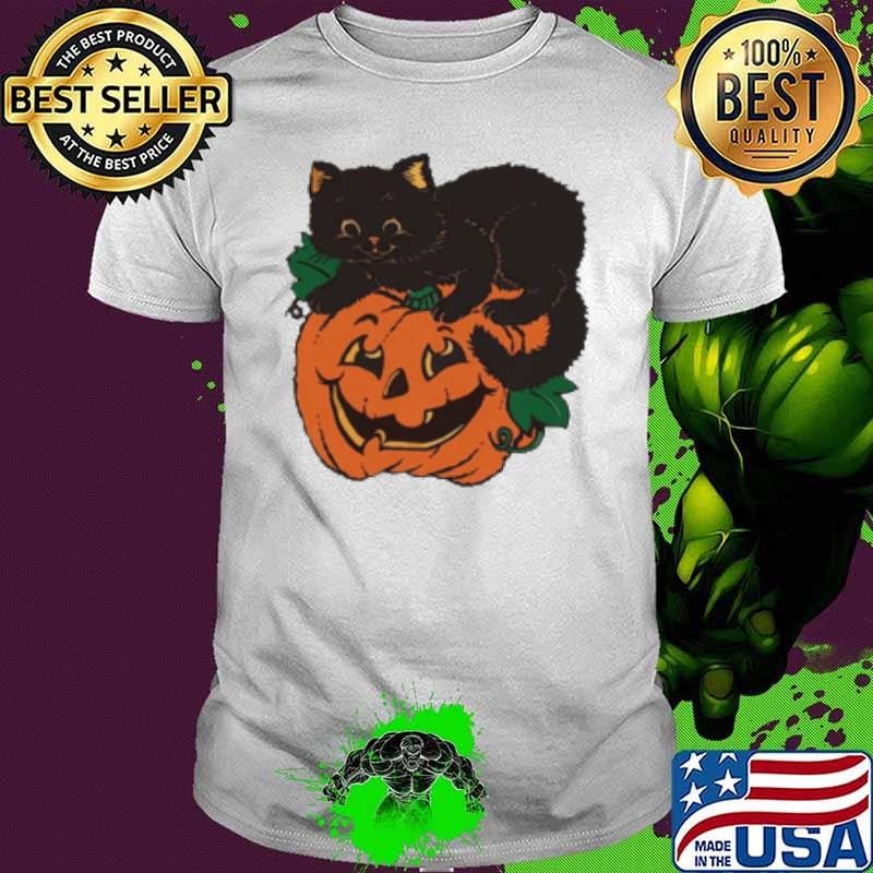 Black Cat On Pumpkin Teacher TShirt