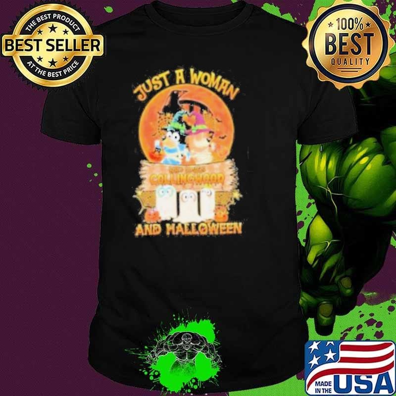 Bluey Just A Woman Who Loves Collingwood Magpies And Halloween Shirt