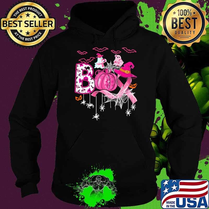 Boo Pumpkin Witch Pink Ribbon Breast Cancer Halloween Hoodie