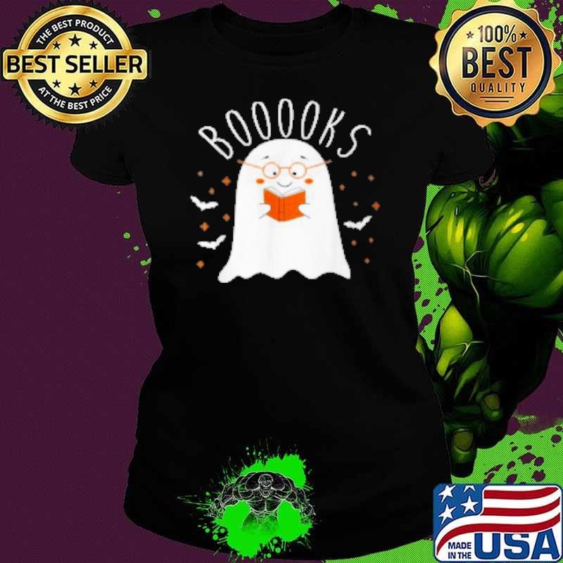 Booooks Halloween Cute Ghost Reading Library Books Shirt