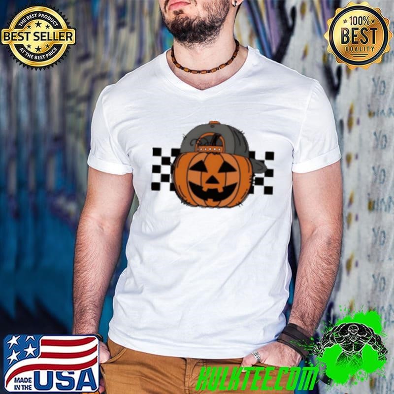 Checkered pumpkin cap Halloween Shirt