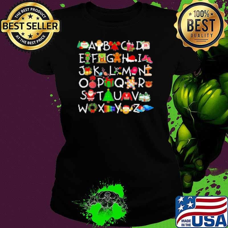 Christmas Elements Alphabet Teacher Shirt