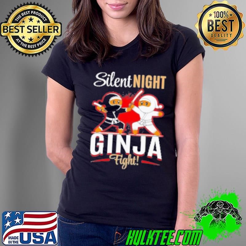 Christmas Gingerbread Silent Night Ginja Fight Cartoon Ladies Tee
