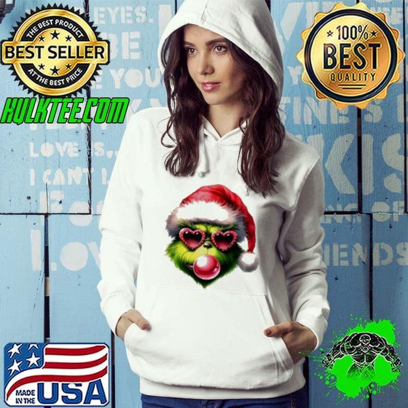 Christmas Grinch Blowing Up Bubble Merry Grinchmas Hoodie