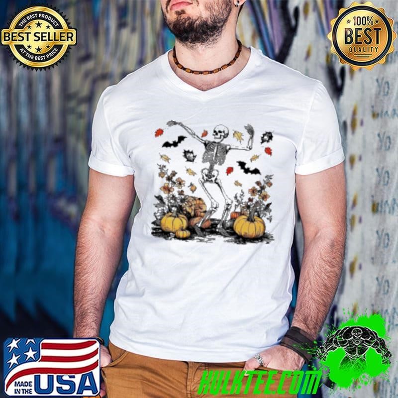 Dancing Skeleton Pumpkin Skeleton Spooky Season Shirt