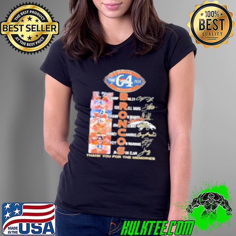 Denver Broncos 64 Years Of 1960 2024 Thank You For The Memories Signatures Ladies Tee