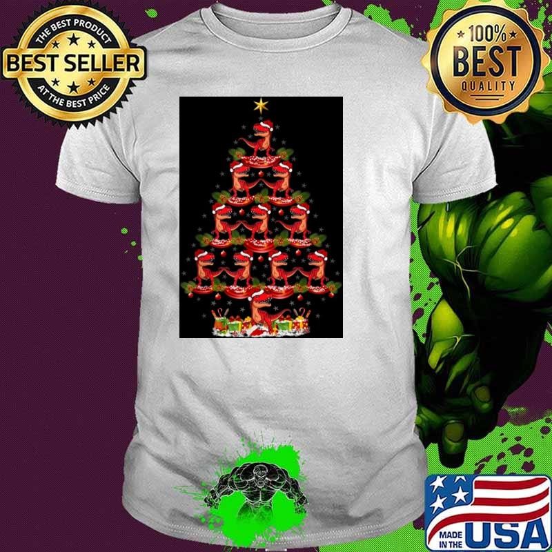 Funny Dinosaur Xmas Lighting Allosaurus Christmas Tree Shirt