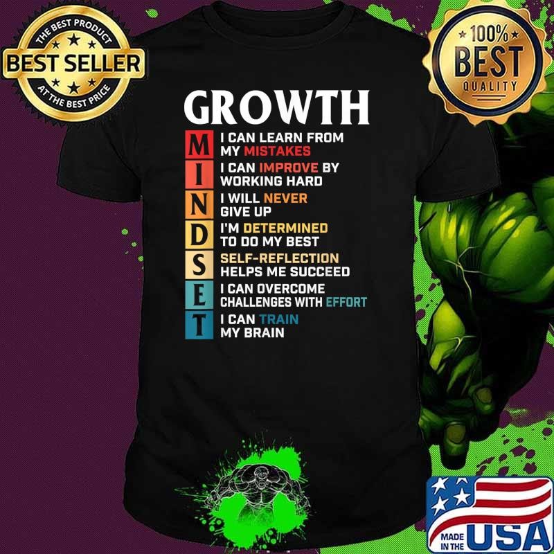 Growth Mindset Definition Can Learn From My Mistakes Working Hard Never Give Up Determined Quote T-Shirt