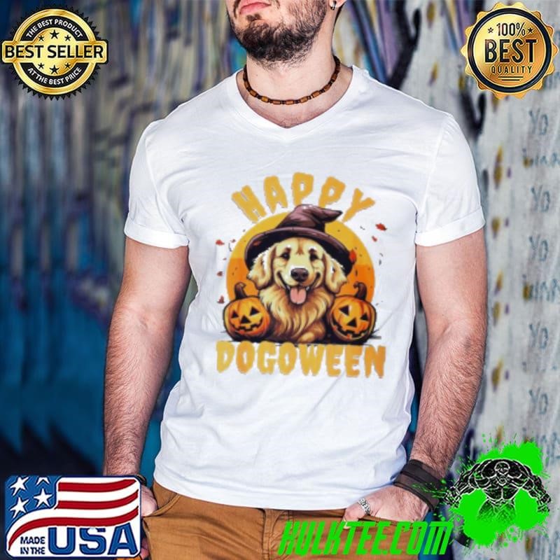 Happy Dogoween Golden Retriever Halloween Guys V Neck