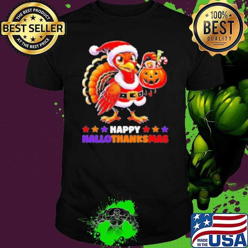 Happy Hallothanksmas Halloween Thanksgiving Xmas 2024 Shirt
