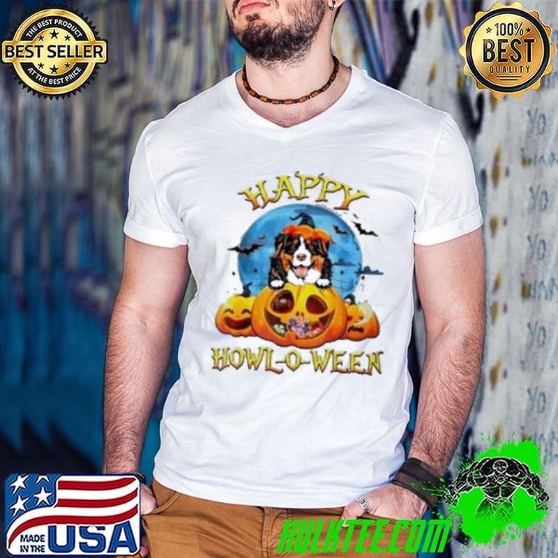 Happy Halloween Bernese Mountain With Moon Pumpkin Dog Lover Guys V Neck