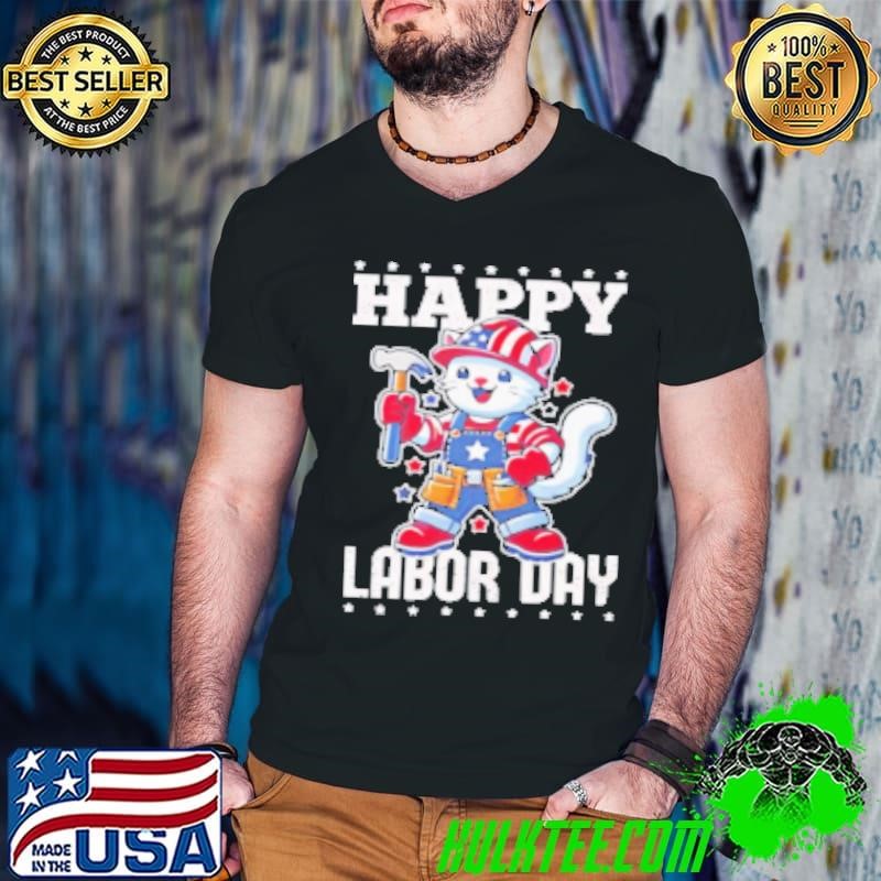 Happy Labor day 2024 cat worker Shirt