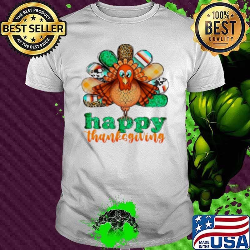 Happy Thanksgiving Shining Green Teacher Shirt