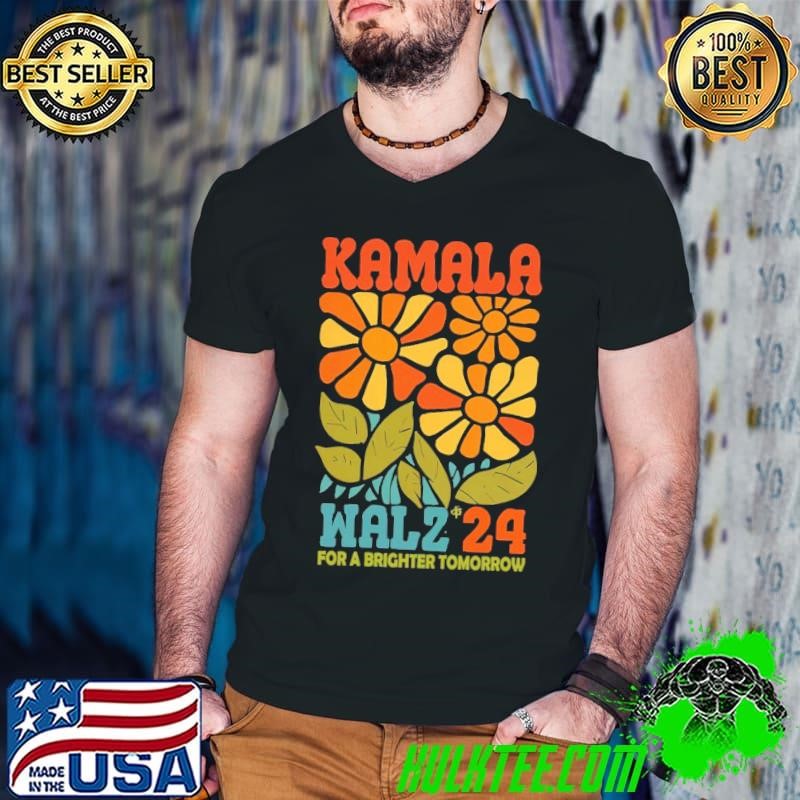 Harris Walz Waltz 2024 For A Brighter Tomorrow Retro Flower T-Shirt