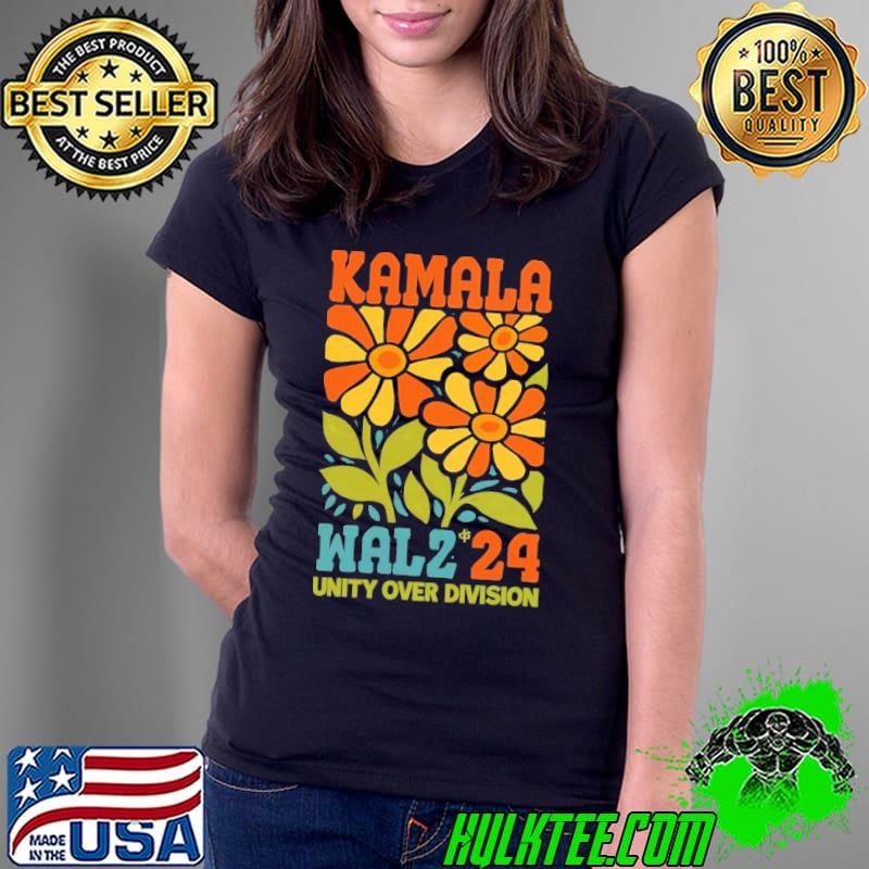 Harris Walz Waltz 24 Election Unity Over Division Flower Ladies Tee