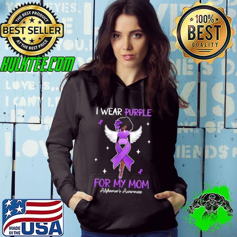 I Wear Purple For My Mom Angel Alzheimer's Awareness Wings T-Shirt