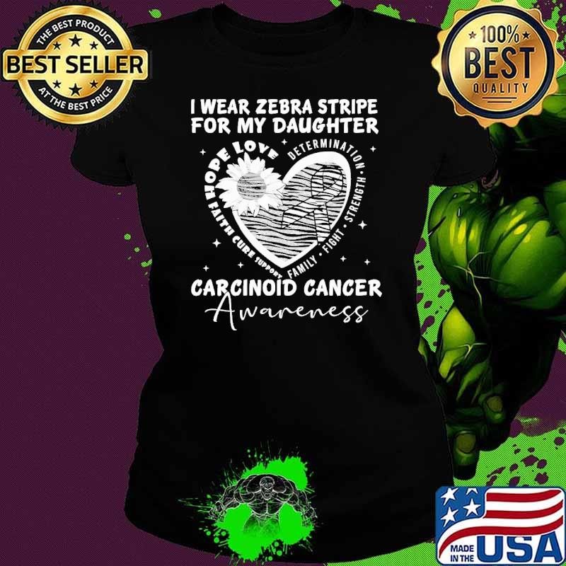 I Wear Zebra Stripe For My Daughter Carcinoid Cancer Sunflower T-Shirt