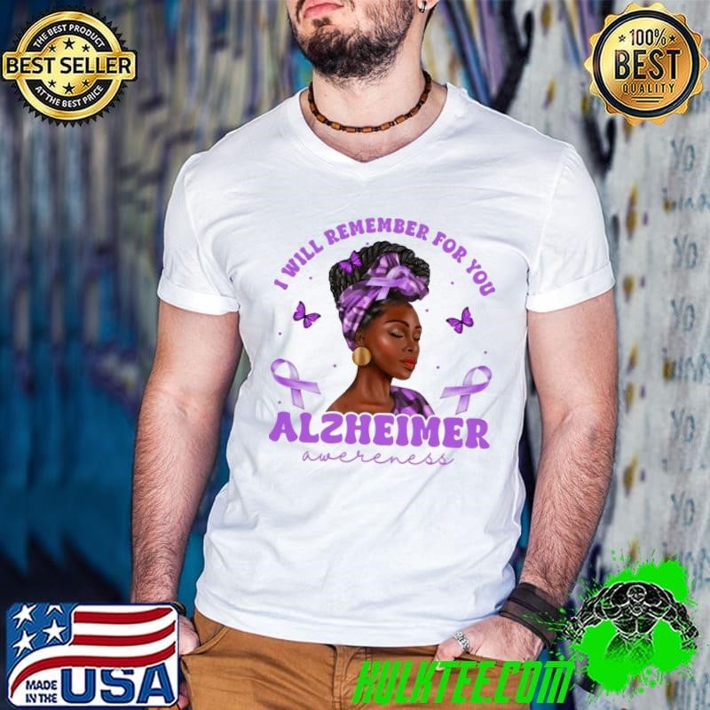 I Will Remember For You floral Butterfly Alzheimer Awareness Guys V Neck