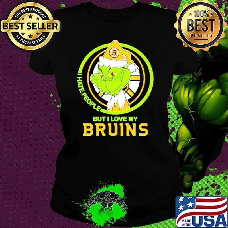 I hate people but i love my bruins grinch xmas Ladies tee