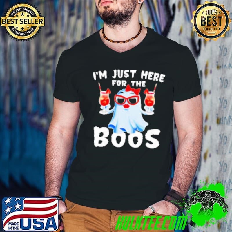 Im Just Here For The Boos Funny Halloween Gift Women Ghost Guys V Neck