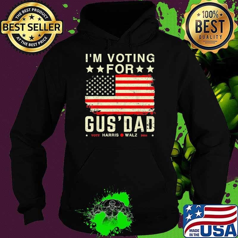 I'm Voting For Gus Walz Dad Vote Harris Walz 2024 American Flag T-Shirt