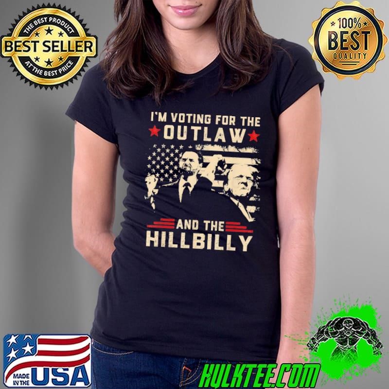 I'm Voting For The Outlaw Hillbilly J.D.Vance 2024 Donald Trump Usa Flag T-Shirt