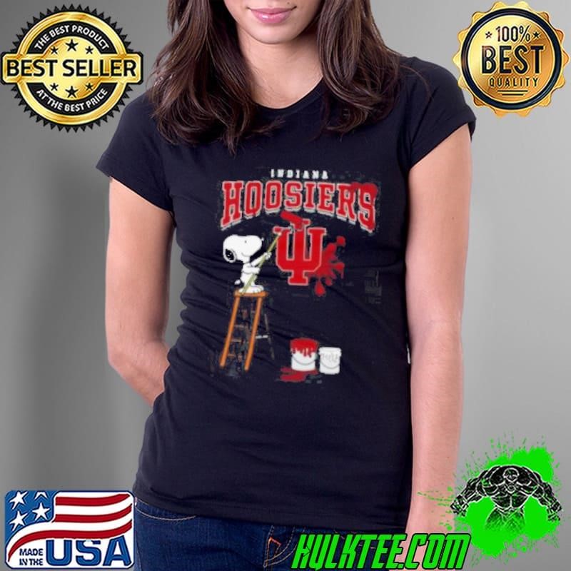 Indiana Hoosiers Snoopy Painting Ladies Tee