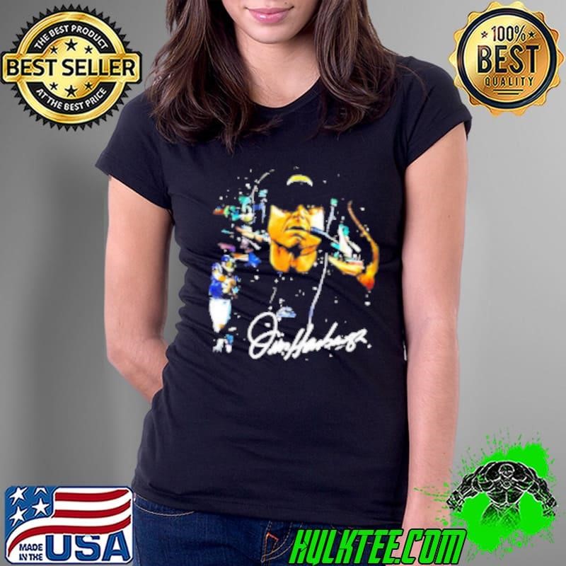 Jim Harbaugh Los Angeles Chargers vintage signature Ladies Tee