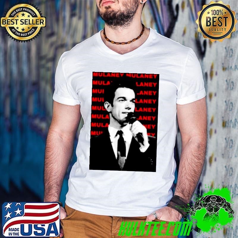 John Mulaney actor dark shirt