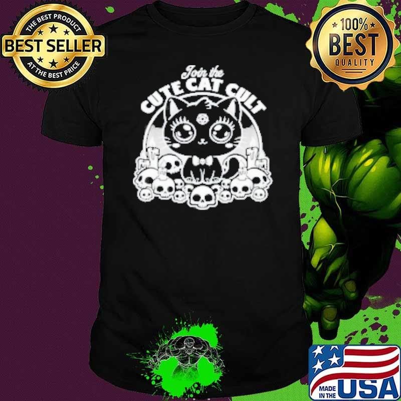Join The Cute Cat Cult Black And White Skull Unisex