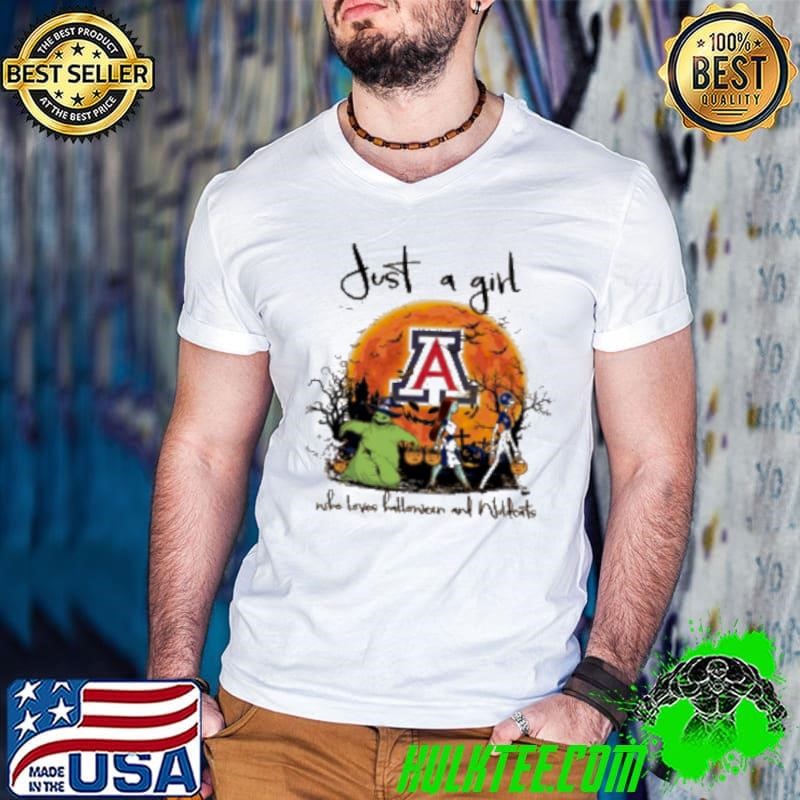 Just A Girl Who Love Halloween And Arizona Wildcats Football Shirt