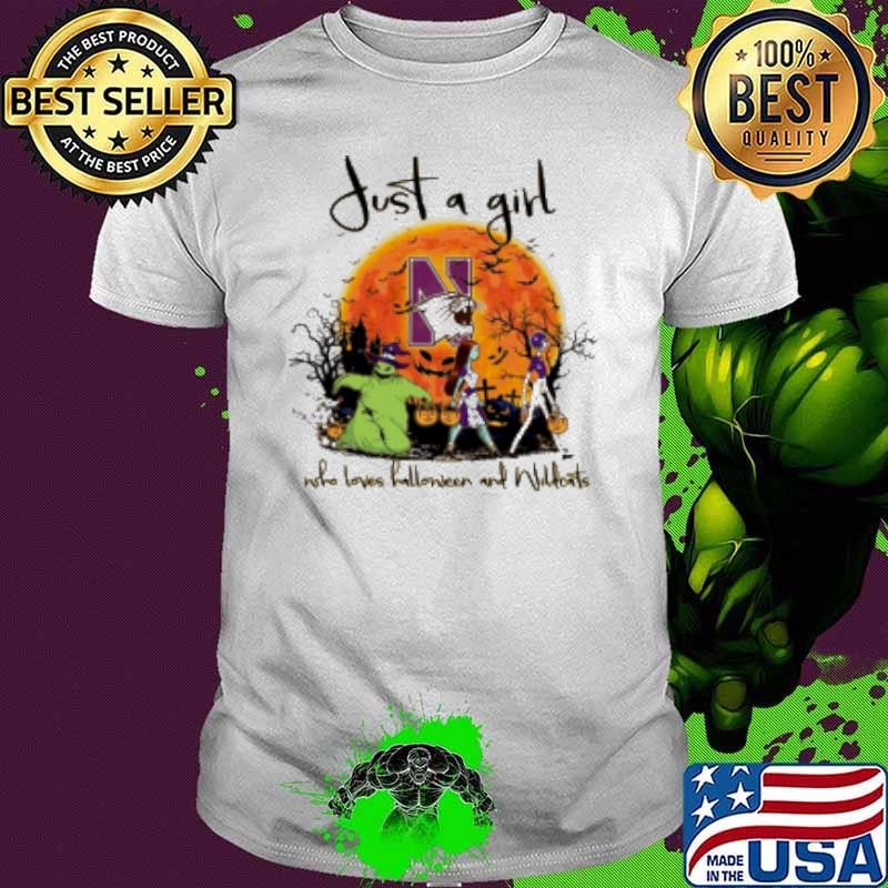 Just A Girl Who Love Halloween And Northwestern Wildcats Football Shirt