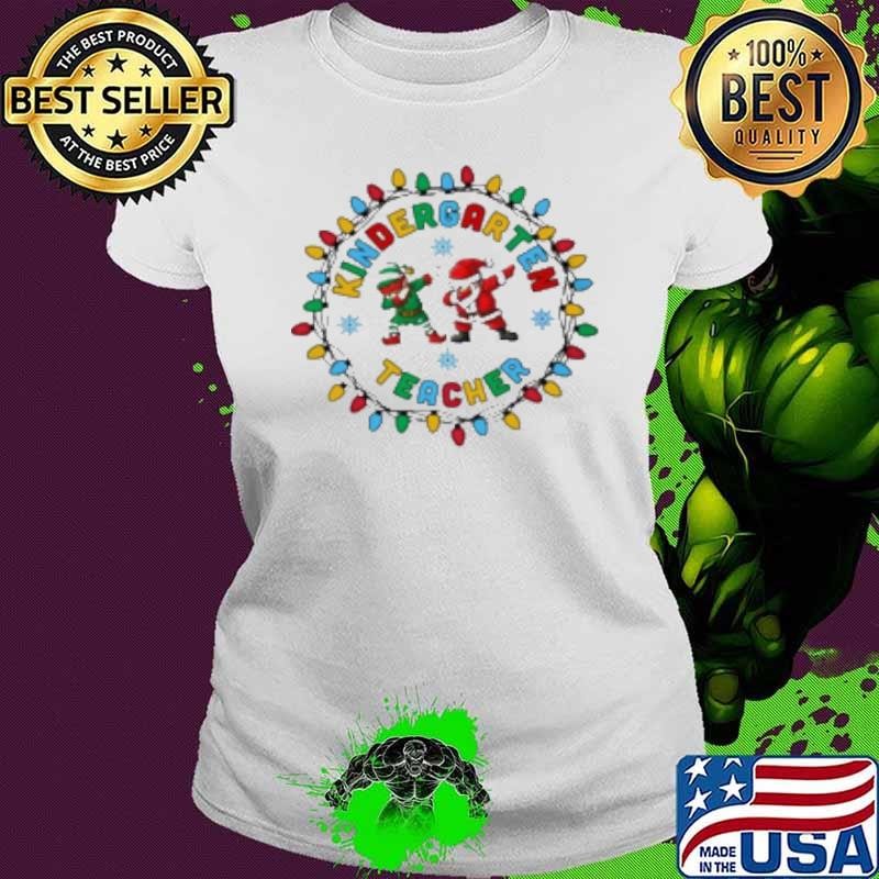 Kindergarten Grade Christmas Light Teacher Ladies tee