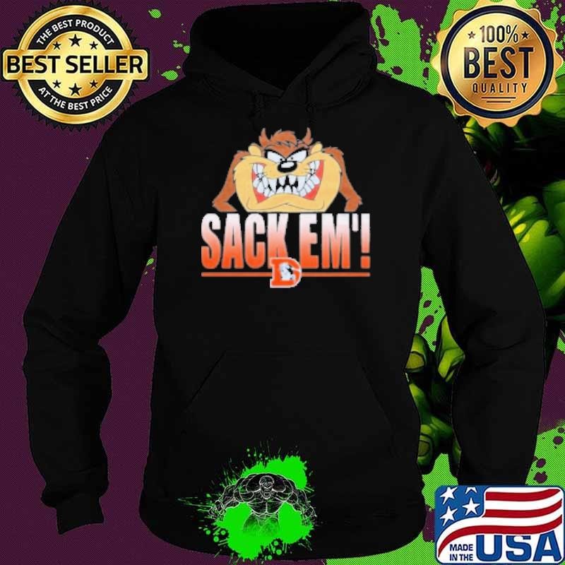 Looney Tunes Taz Tasmania Sack Em' X Denver Broncos T Hoodie