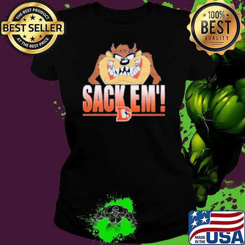 Looney Tunes Taz Tasmania Sack Em' X Denver Broncos T Ladies tee