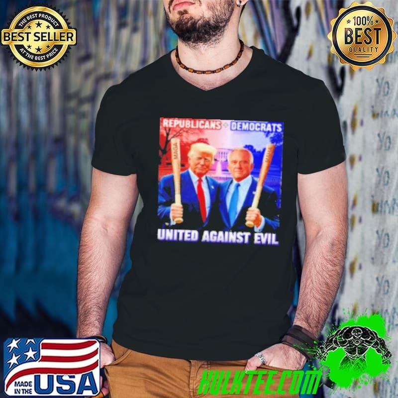 Maga Trump And Robert F Kennedy Jr Republicans Democrats Unted Againts Evil Guys V Neck