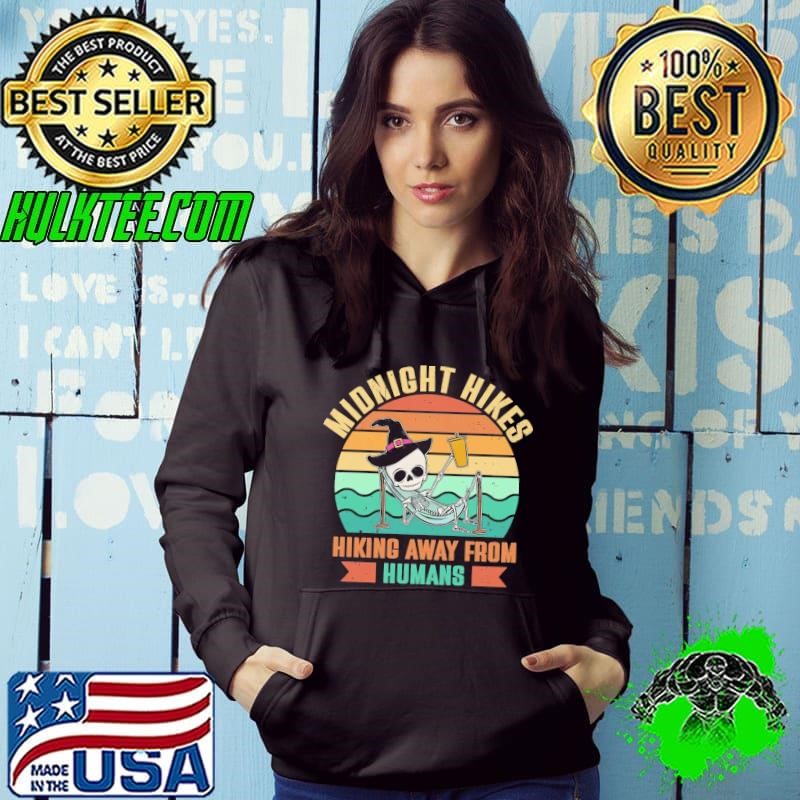 Midnight Hikes Hiking Halloween Adventure Skeleton Vintage T-Shirt