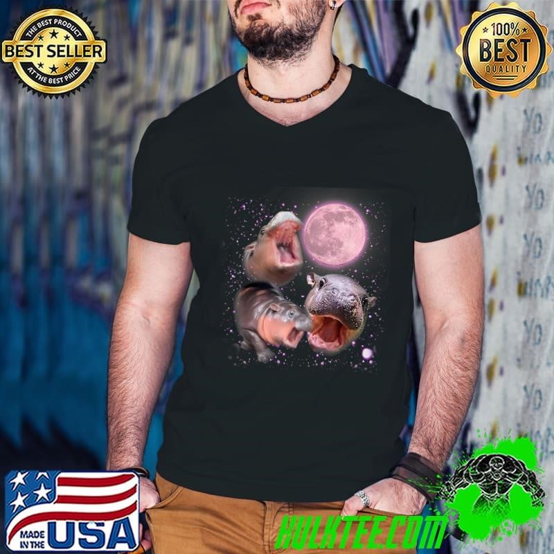 Moo Deng The Famous Baby Bouncy Pig Cute Baby Hippo Moon T-Shirt