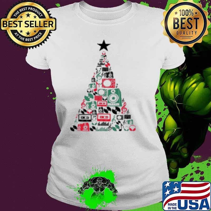 Music CD Tree Christmas Teacher Ladies tee