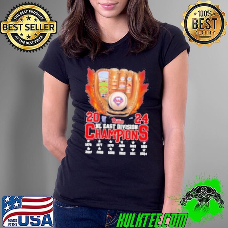 Philadelphia Phillies Gloves Baseball 2024 NL East Champions Ladies Tee
