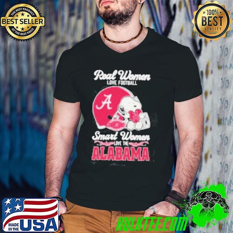 Real Women Love Football Smart Women Love The Alabama Crimson Tide X Snoopy Shirt