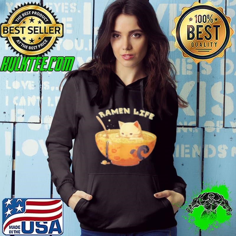 Retro Anime Ramen Bowl Cute Cat Japanese Aesthetics Shirt
