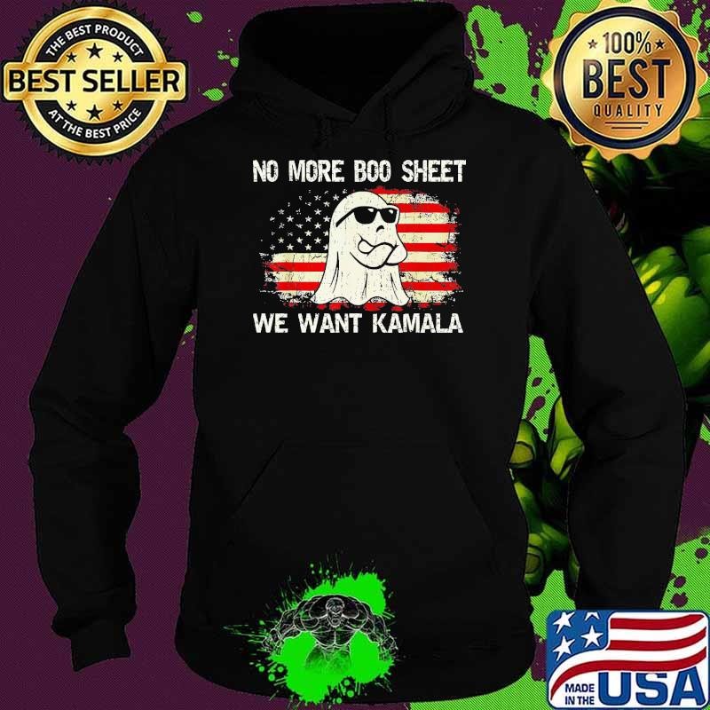 Retro Ghost Halloween No More Boo Sheet We Want Kamala Usa Flag T-Shirt